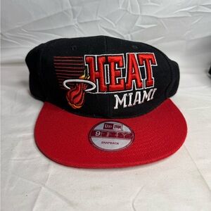 New Era Hardwood Classics NBA Miami Heat Basketball Red Black Snapback Hat